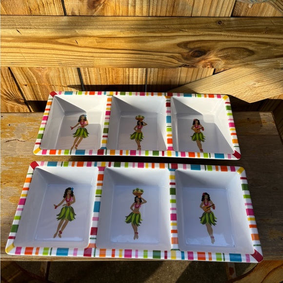 Set of 2 Vintage Aloha Summer Hula Girls 3 Compartment...
